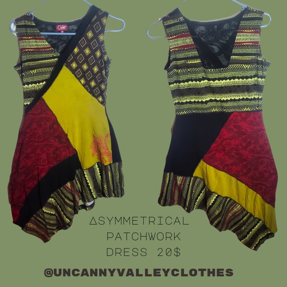 COLINE PATCHWORK DRESS Size M